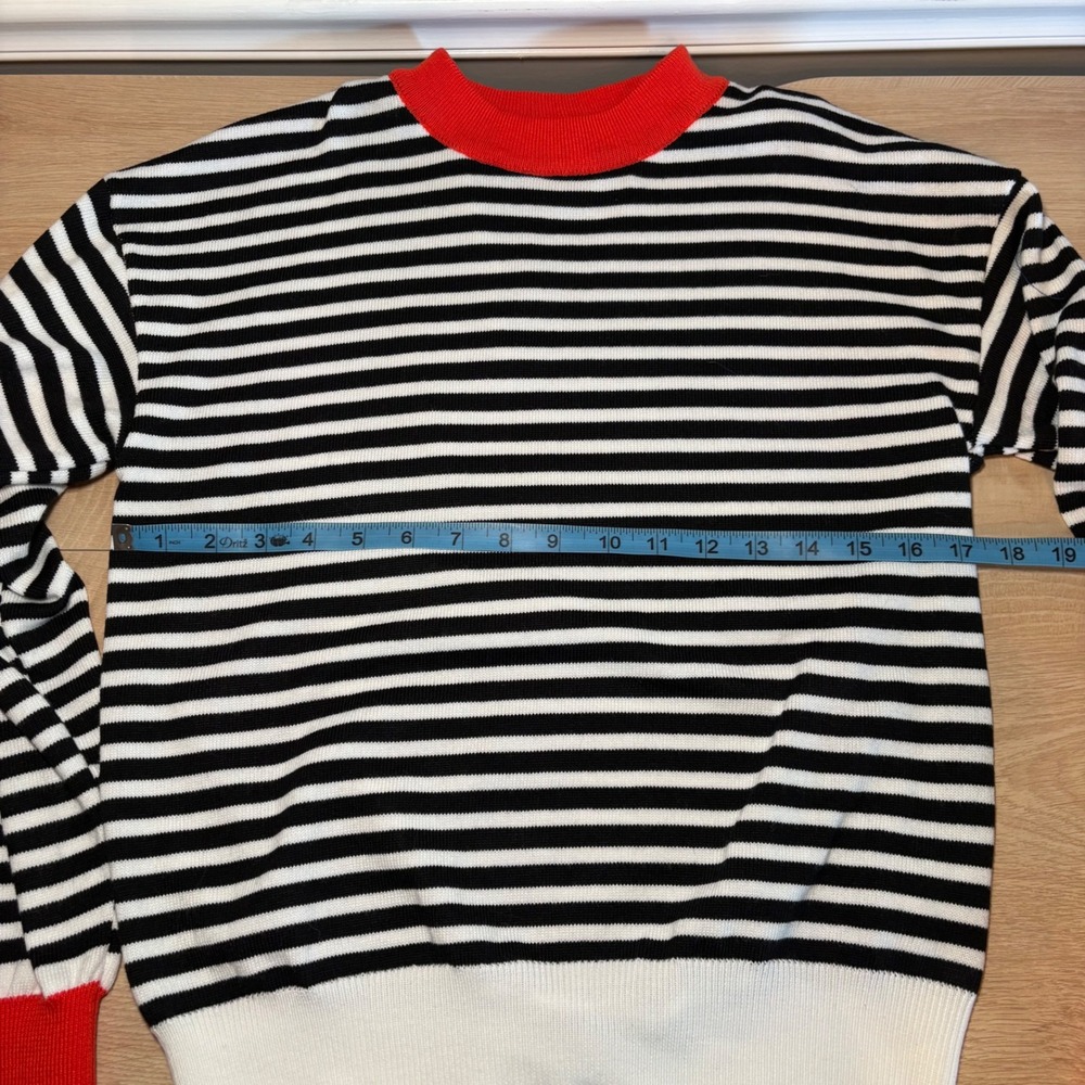 SHEIN Womens Striped Knit Two Piece Set Sweater and Midi Skirt Black White Red S - Picture 5 of 12